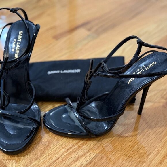 Saint Laurent Cassandra Black YSL Sandals Size 38 - Picture 5 of 8
